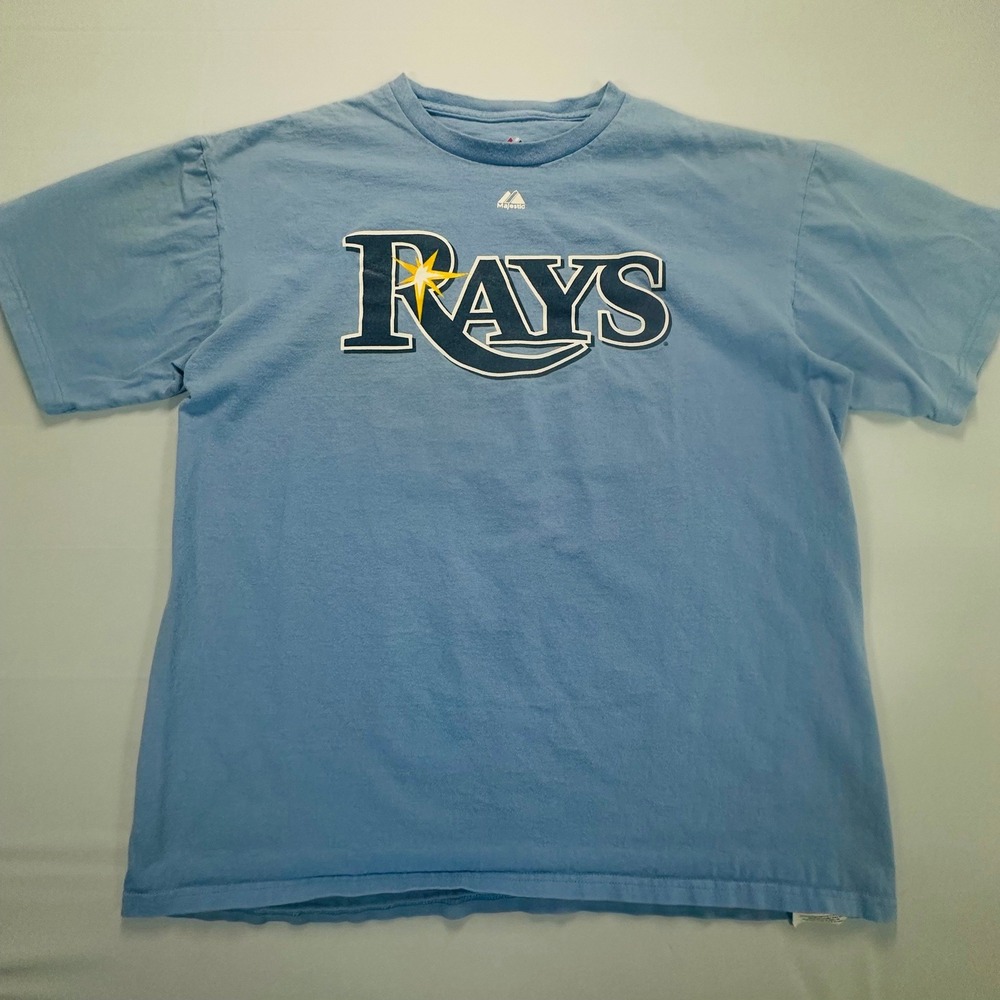 Majestic‎ Tampa Bay Rays Johnny Damon 22 Blue MLB Player T-Shirt Mens Large 2952